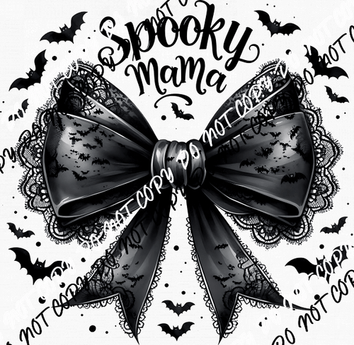 Spooky Mama Bow and Bats DTF Transfer - We Print U Press DTF Transfers