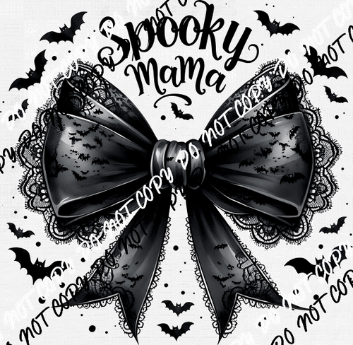 Spooky Mama Bow and Bats DTF Transfer - We Print U Press DTF Transfers