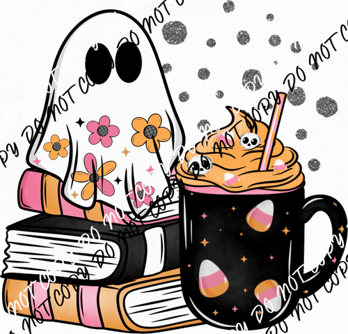Spooky Reads and Lattes DTF Transfer - We Print U Press DTF Transfers