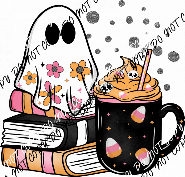 Spooky Reads and Lattes DTF Transfer - We Print U Press DTF Transfers