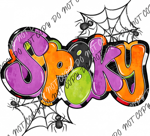 Spooky Retro Doodle Spiderweb Dtf Transfer Rtp Transfers