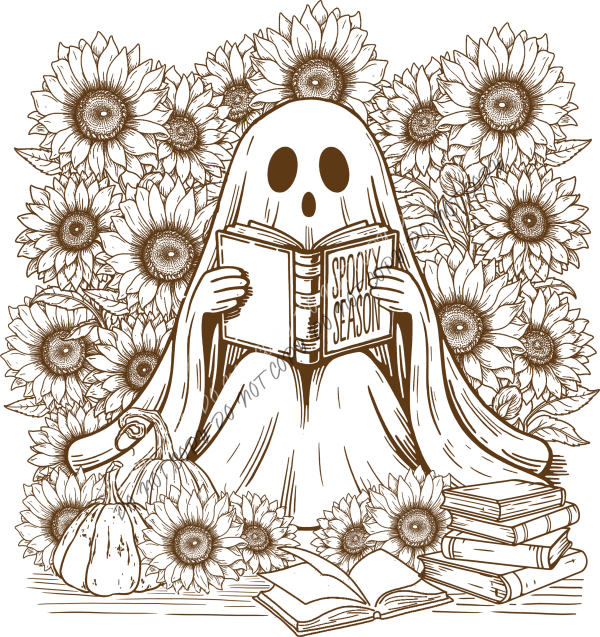 Spooky Season Ghost with Sunflowers DTF Transfer RTP DTF Transfers