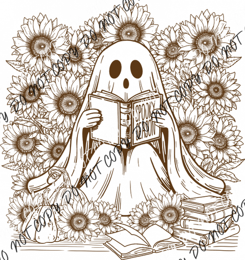 Spooky Season Ghost with Sunflowers DTF Transfer RTP DTF Transfers