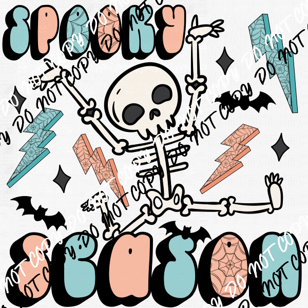 Spooky Season Skeleton DTF Transfer - We Print U Press DTF Transfers