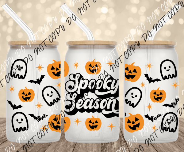 Spooky Season UV Transfer for 16 oz Glass Can - We Print U Press DTF Transfers