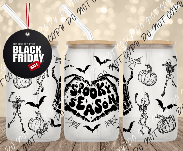 Spooky Season UV Transfer for 16 oz Glass Can Tumblers