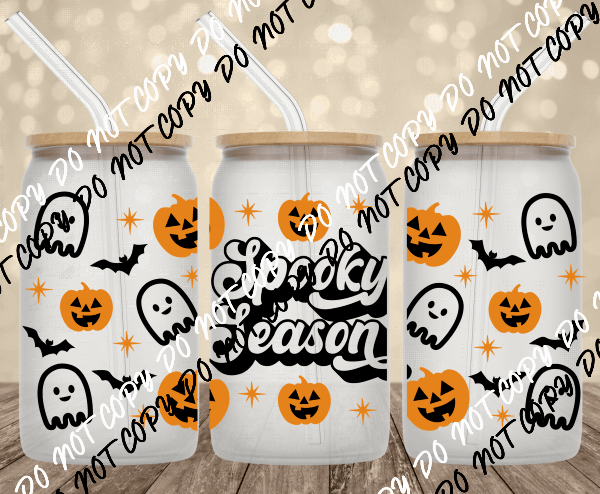 Spooky Season UV Transfer for 16 oz Glass Can - We Print U Press DTF Transfers