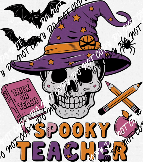 Spooky Teacher Skull in Witch Hat DTF Transfer - We Print U Press DTF Transfers