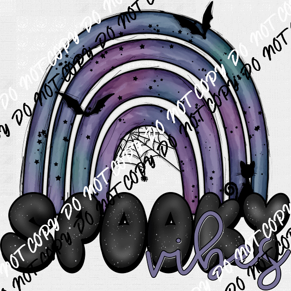 Spooky Vibes Blue Purple Rainbow DTF Transfer - We Print U Press DTF Transfers