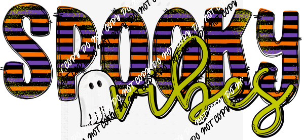 Spooky Vibes Striped with Ghost DTF Transfer - We Print U Press DTF Transfers