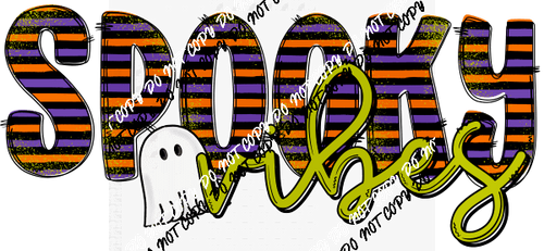 Spooky Vibes Striped with Ghost DTF Transfer - We Print U Press DTF Transfers