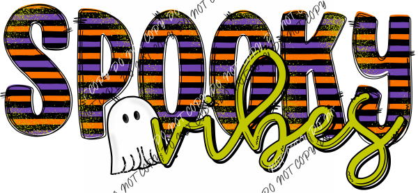 Spooky Vibes Striped With Ghost Dtf Transfer Rtp Transfers