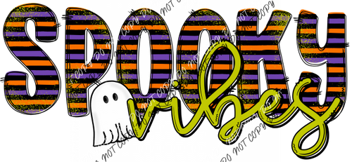 Spooky Vibes Striped With Ghost Dtf Transfer Rtp Transfers