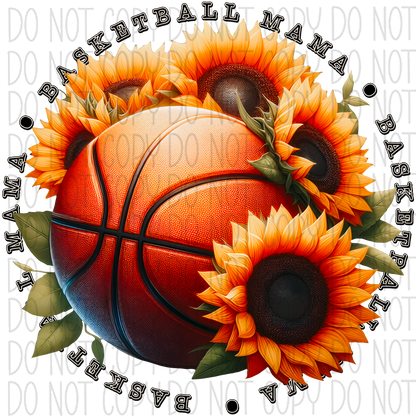 Sport Mama With Sunflowers (Choose Sport) Dtf Transfer Pocket Size 3”X3” / Basketball Rtp Transfers