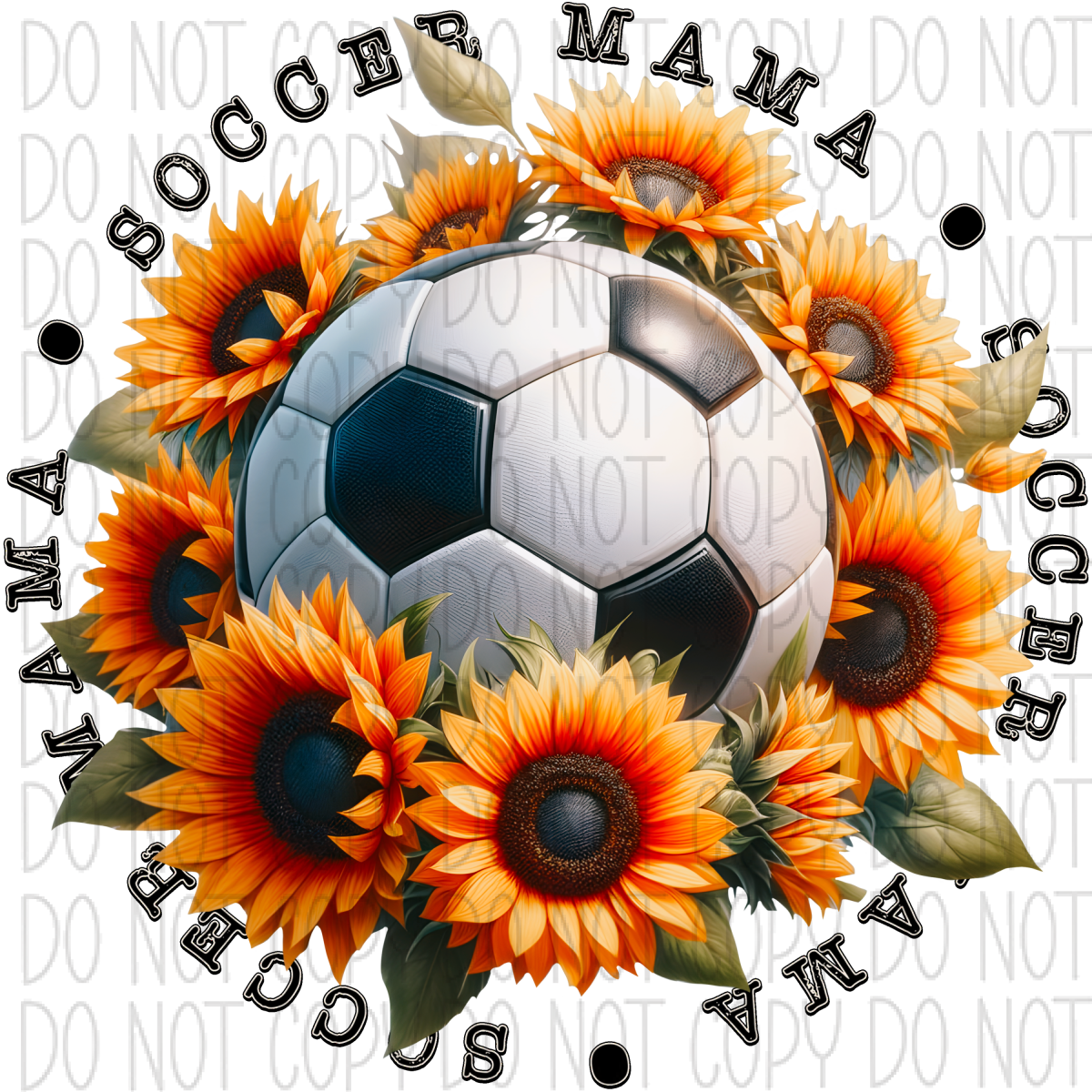 Sport Mama With Sunflowers (Choose Sport) Dtf Transfer Pocket Size 3”X3” / Soccer Rtp Transfers