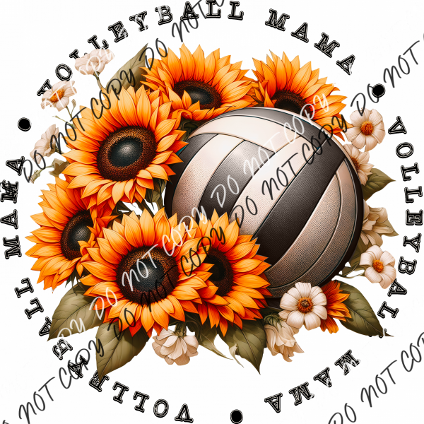 Sport Mama With Sunflowers (Choose Sport) Dtf Transfer Pocket Size 3”X3” / Volleyball Rtp Transfers