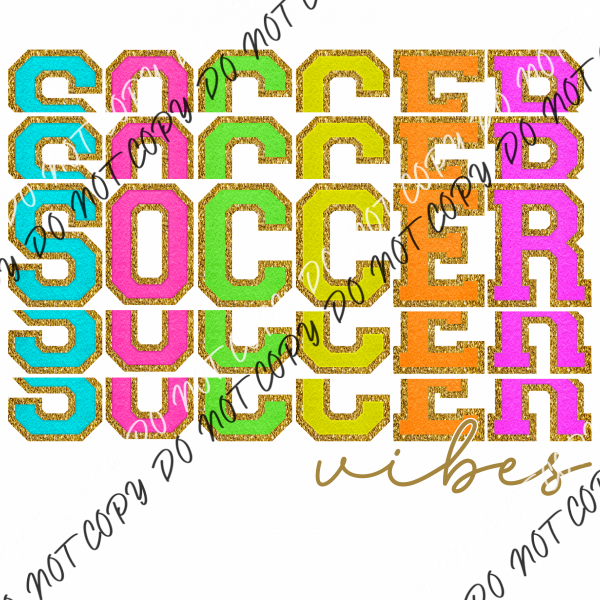 Sports Vibes Bright Stacked (Choose Your Sport) Dtf Transfer Pocket Size 3”X3” / Soccer Rtp