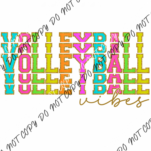 Sports Vibes Bright Stacked (Choose Your Sport) Dtf Transfer Pocket Size 3”X3” / Volleyball Rtp