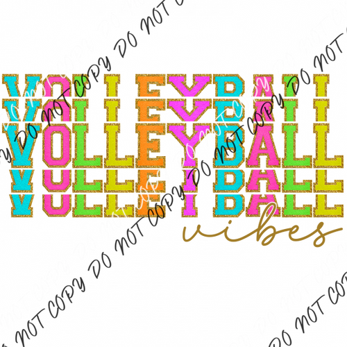 Sports Vibes Bright Stacked (Choose Your Sport) Dtf Transfer Pocket Size 3”X3” / Volleyball Rtp