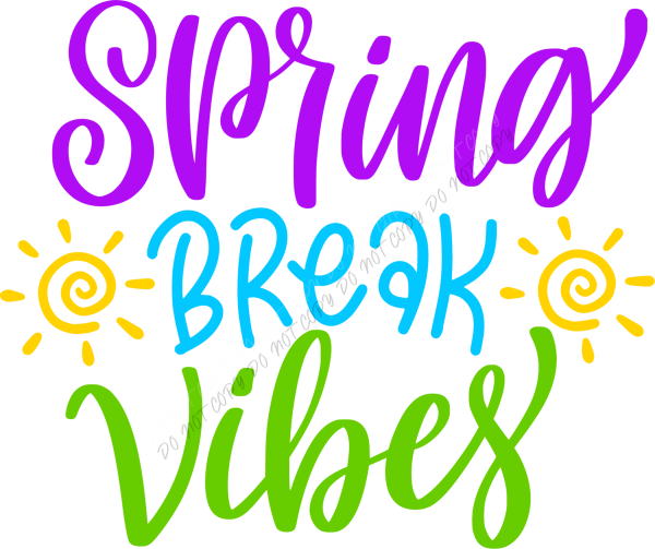Spring Break Vibes Bright Text DTF Transfer RTP DTF Transfers