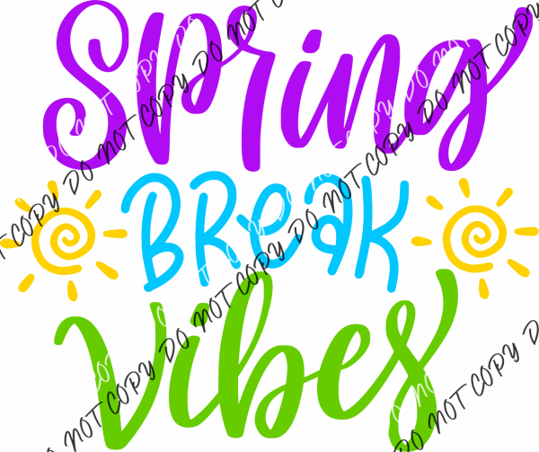 Spring Break Vibes Bright Text DTF Transfer RTP DTF Transfers