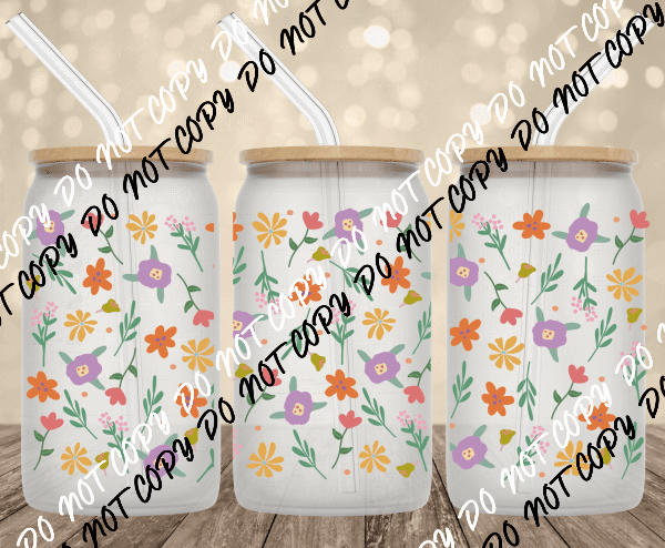 Spring Flowers UV Transfer for 16 oz Glass Can - We Print U Press DTF Transfers