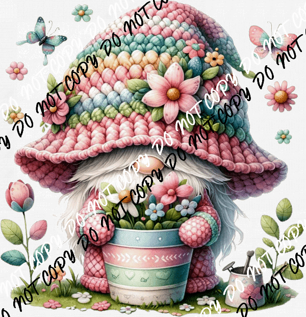 Spring Garden Gnome DTF Transfer - We Print U Press DTF Transfers