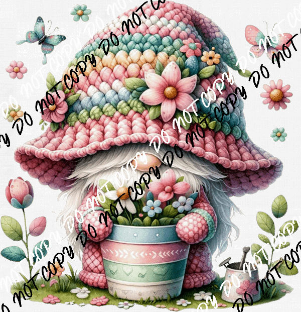 Spring Garden Gnome DTF Transfer - We Print U Press DTF Transfers