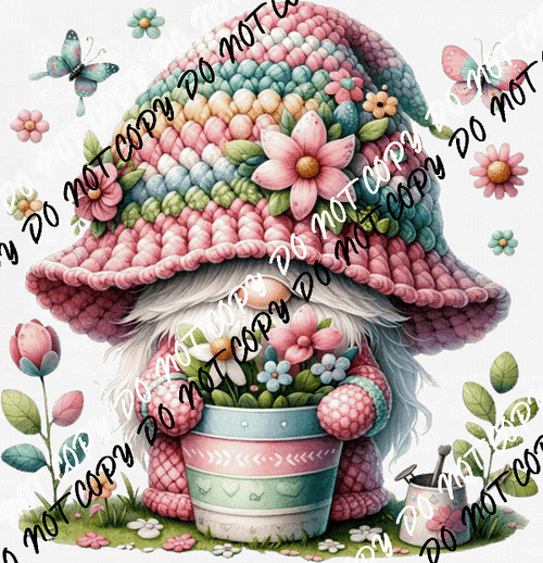 Spring Garden Gnome DTF Transfer - We Print U Press DTF Transfers