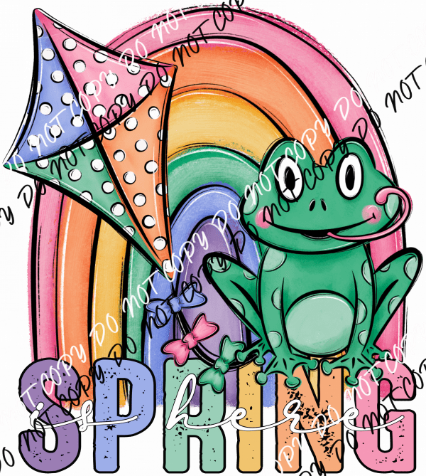 Spring Is Here Frog DTF Transfer - We Print U Press DTF Transfers