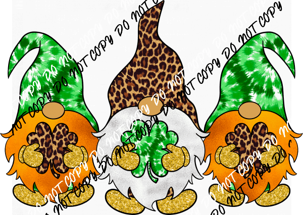 St Patrick Gnomes Tie Dye Leopard DTF Transfer - We Print U Press DTF Transfers