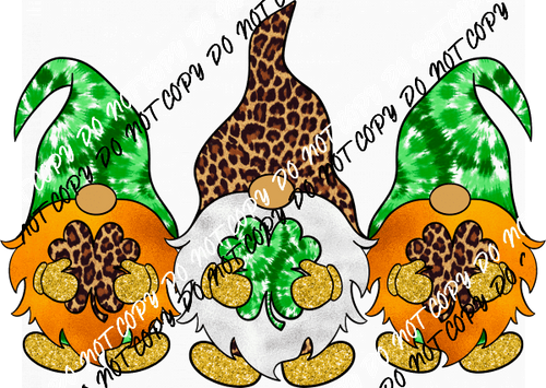 St Patrick Gnomes Tie Dye Leopard DTF Transfer - We Print U Press DTF Transfers