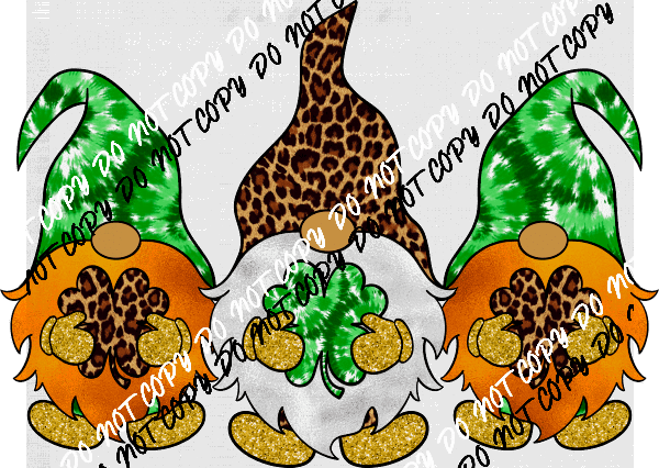St Patrick Gnomes Tie Dye Leopard DTF Transfer - We Print U Press DTF Transfers