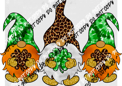 St Patrick Gnomes Tie Dye Leopard DTF Transfer - We Print U Press DTF Transfers