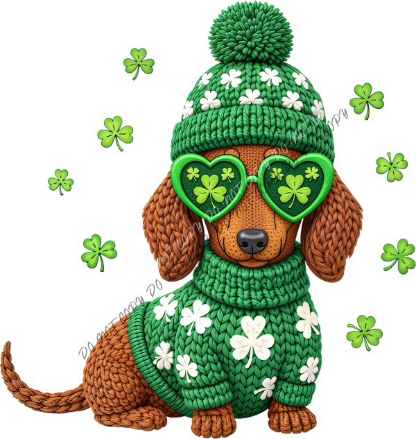 St. Patrick’s Day Dachshund Faux Yarn DTF Transfer RTP DTF Transfers