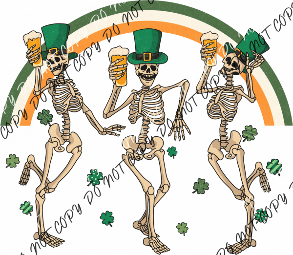 St. Patrick’s Day Dancing Skeletons Dtf Transfer