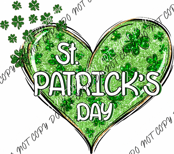 St. Patrick’s Day Glitter Heart Dtf Transfer