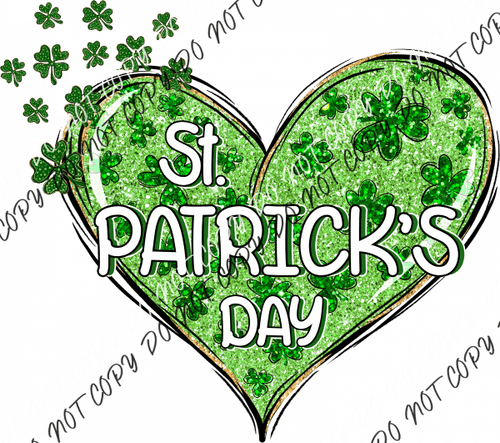 St. Patrick’s Day Glitter Heart Dtf Transfer