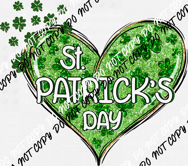 St. Patrick's Day Glitter Heart DTF Transfer - We Print U Press DTF Transfers