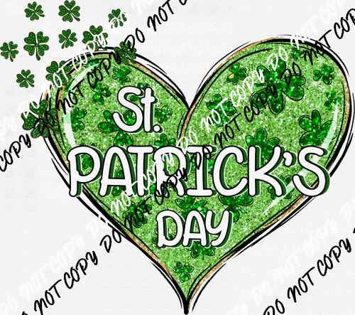 St. Patrick's Day Glitter Heart DTF Transfer - We Print U Press DTF Transfers