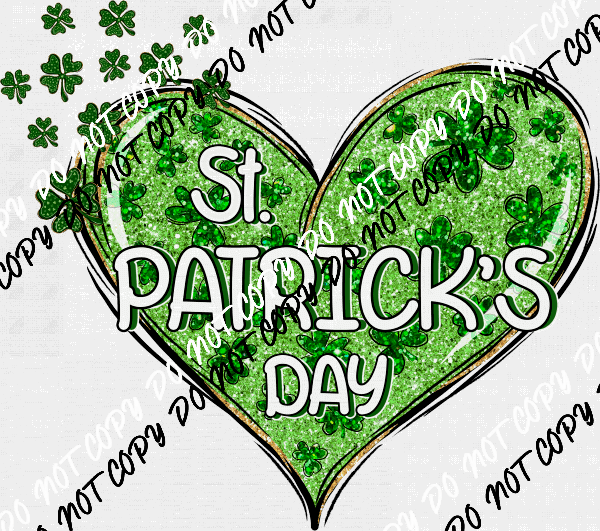 St. Patrick's Day Glitter Heart DTF Transfer - We Print U Press DTF Transfers