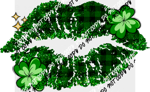 St. Patrick's Day Glitter Lips DTF Transfer - We Print U Press DTF Transfers