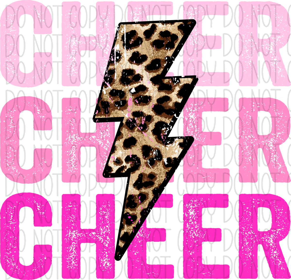 Stacked Cheer Pink Leopard Lightning Bolt Dtf Transfer