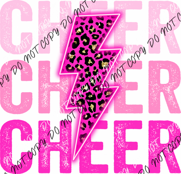 Stacked Cheer Pink Neon Lightning Bolt Dtf Transfer