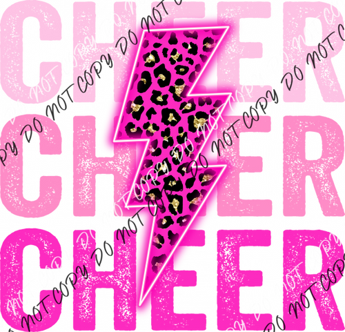 Stacked Cheer Pink Neon Lightning Bolt Dtf Transfer