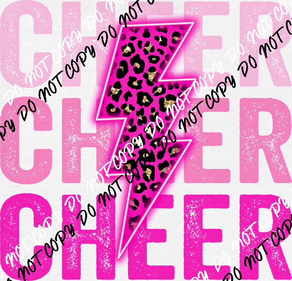 Stacked Cheer Pink Neon Lightning Bolt DTF Transfer - We Print U Press DTF Transfers