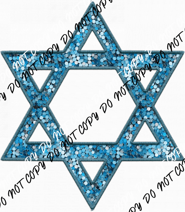 Star of David Blue faux sequin DTF Transfer - We Print U Press DTF Transfers