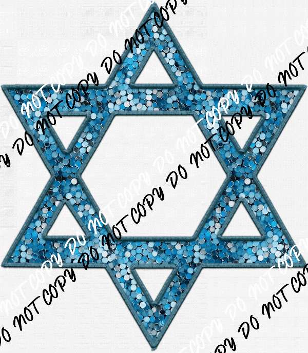 Star of David Blue faux sequin DTF Transfer - We Print U Press DTF Transfers