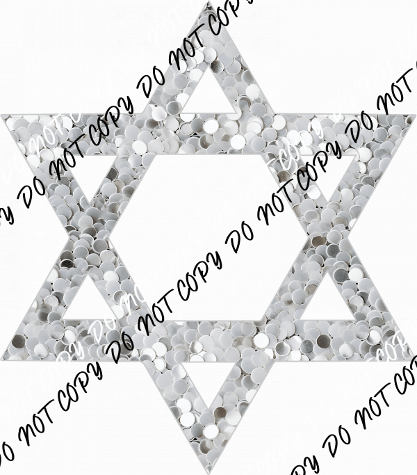 Star of David White faux sequin DTF Transfer - We Print U Press DTF Transfers