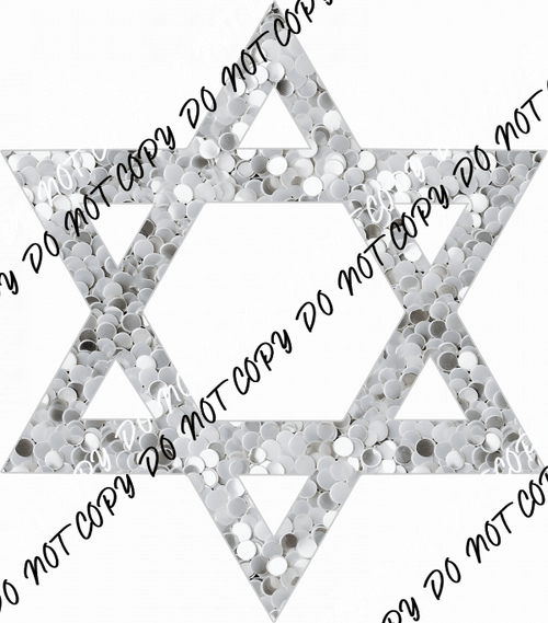 Star of David White faux sequin DTF Transfer - We Print U Press DTF Transfers